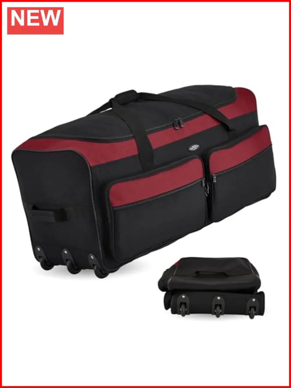 36-Inch Rolling Duffel Bag with 3 Wheels, Expandable